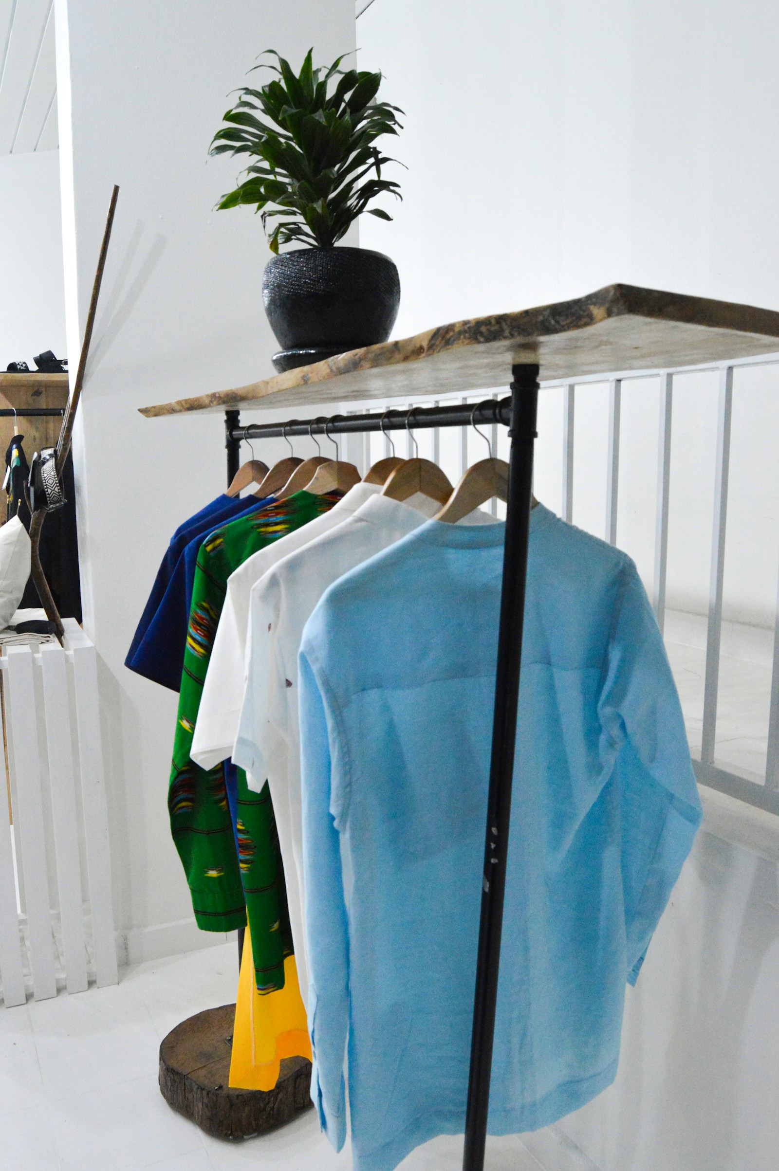 Premium clothing rail in a wholesale showroom